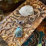 Abalone & Amethyst Gemstone Necklace Purple Photo 1