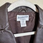 Pendleton Vintage  Leather Blazer Sz‎ Large Chocolate Brown Contrast Stitch Photo 1