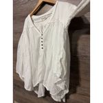 Free People  Small White Small Blouse Cottage Core Boho V Neck Peasant Oversized Photo 8