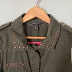 Mango MNG Army Green Vest 4 Pockets Gold Studs Size Medium Photo 2