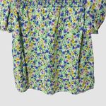 Shoshanna Kira Smocked Floral Tassel Peasant Top M Green Puff Sleeve Photo 10