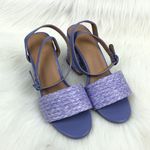 Bamboo  Maddy Braided Raffia Open Toe Strap Block Heel Sandals Lavender Size 10 Photo 2