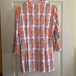 J. McLaughlin  Catalina cloth Tunic Orange Blue white Print 3/4 Sleeve size LARGE Photo 2