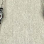 Chico's Silver Tone Metallic Beaded Station Rhinestone Long Necklace Photo 5