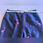SLB Silk Lined Silk Capri Black Pants Embroidered Cropped Pink Flamingos Size 4 Photo 13