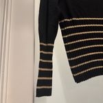 Caslon  Striped Knit Sweater Black Cream | V-Neck Long Sleeve | MP Photo 3
