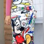 Mickey Mouse Donald Duck Scribble Space Theme Pencil Skirt Size XL (See Descrip) Photo 1