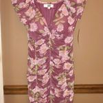 Madden Nyc Floral Ruched Sweetheart Cutout Mesh Bodycon Dress Pink Juniors Large Photo 0