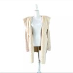 Cotton Emporium  Ivory Open Front Hooded Faux Fur Long Cardigan Jacket size small Photo 11