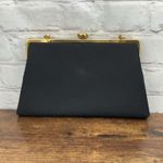 Vintage Coblentz Original Black Satin Gold Frame Evening Clutch Purse Coin Purse Photo 2