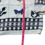 90s Vintage The Weathervane Floral Butterfly Patterned Knit Sweater Cream Large Photo 5