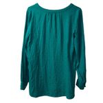 Talbots Women's Green Blue Sparkle Dot Print Long Sleeve V Neck Blouse Top Sz M Photo 2