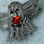 Silver Color Metal Guardian Angel Jewelry Pin Brooch Red Heart Center Photo 12