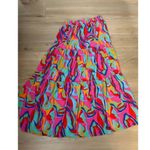 NEW Bright Color High Waist Tie Maxi Skirt Pockets L Pink Size L Photo 4