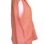 Vintage Orange and White Gingham Sleeveless Button Down Top Size X Large Photo 3
