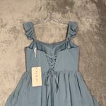 Revelry‎ Poppy Chiffon Dress Womens 10 Blue Tiered Maxi Formal Bridesmaid Gown Photo 4