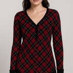 Victoria's Secret  Thermal Short Pajamas in Red Black Plaid M goth grunge academi Photo 0