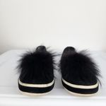 Sondra Roberts Romy Slip on Shoes Black Suede Furry Pom Pom Flats Sneakers Sz 9 Photo 2