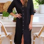 Frank & Eileen  Rory Maxi Shirt Dress Washed Linen Black Size XS Photo 12