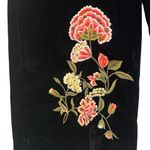 ZARA  Womens Black Velvet Floral Embroidered Pants Size L Wide Leg Boho Grandma Photo 1