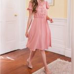 Gal Meets Glam Blush Ellie Bows Crepe Puff Sleeve Dress Photo 2