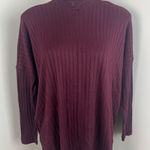 Ann Taylor LOFT Mock Neck Ribbed Pullover Knit Blouse in Burgundy Small Photo 0