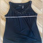 New York & Company Stretch Black Tank Top With Jeweled Neckline Size Large (151) Photo 2