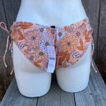 J.Crew  Orange Floral Side Tie Ruching Hipster Bikini Bottoms Size S NWT Photo 2