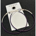 Guess   3 Inch Rose Gold Tone Purple Eggplant Thread-Wrapped Hoop Earrings Photo 0