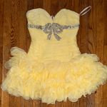 Sherri Hill strapless rhinestone bow Light Yellow Dress mini homecoming prom 8 Photo 0
