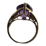 Estate Real Amethyst & Diamond 10k Yellow Gold Ring Size 8 Signed Women’s Photo 8