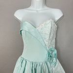 Vintage Gunne Sax Jessica McClintock Dress Prom 80s Lace Size 3/4 Strapless Gown Blue Photo 3