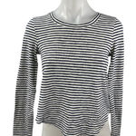 Madewell  Women's Black White Striped Ribbed Knit Crew Neck Long Sleeve Top Sz S Photo 0