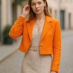 NWOT DOLCE CABO Shaniah Tweed Crop Blazer Single Button Jacket in Orange Size L Photo 0