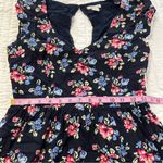 Forever 21  Junior Navy Blue Floral  Short Sleeve Mini Dress with Side Zipper Photo 3