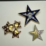 Star Shape Rhinestone Or Enamel Mix Brooch Pin Lot Of 3 Photo 0