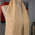 Country Loom Cable Knit 100% Wool Ivory Cream Scarf Small Hole White Photo 1