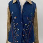 Vintage 90s Embellished Jean Jacket Beaded Denim Corduroy Sleeve Womens XL Blue Photo 5