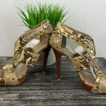 Stuart Weitzman Python Snake Print Cage Stud Heel Shoes 7.5 Photo 2