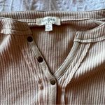 Umgee tan waffle button down Henley shirt Photo 1