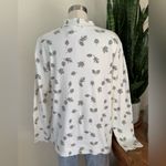 Vintage fall Leaf Print Mock Neck Top XL Cotton Teacher Core White Photo 1