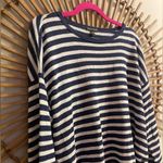 Eileen Fisher Striped Navy & White Sweater Linen Sz L Classic Fisherman Preppy Photo 3