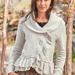 Sundance Women's French Terry Tenile Ruffle Button Up Jacket Grey Sz M Photo 0