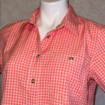 Orvis  checker print orange coral button down shirt Photo 2