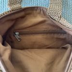Vintage Tan Crochet Woven Shoulder Tote Bag Made in India Photo 7