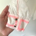 Pilcro Anthropologie  Embroidered Peasant Blouse White Pink Feminine Collared Photo 4