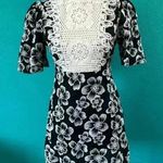 ZARA  Black & White Floral Dress w/ Crochet embroidered Front in size small Photo 0