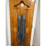 Free People  Boho Handkerchief Hem Slip Dress Black White Aztec Print M Photo 2