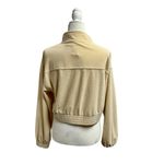 Aerie Groove On Velour Corduroy Full Zip Ribbed Cropped Sweatshirt Cream Medium Photo 2