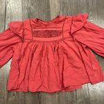 Free People  Laura Western Top Red Berry Size XS Boho Embroidered FLAW Repaired Photo 13